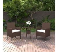 vidaXL Ensemble de Salle à Manger de Jardin 3pcs Mobilier à Dîner de Terrasse Table et Chaises de Repas de Patio Salon de 3058461 Marron G