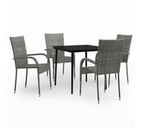 Vidaxl Ensemble De Salle À Manger De Jardin 5 Pcs Gris Et Noir Gris