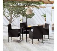 vidaXL Ensemble de Salle à Manger de Jardin 5 pcs Mobilier à Dîner Table et Chaises de Repas Meubles de Terrasse Patio 3099632 Noir G