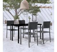 vidaXL Ensemble de jardin 5 pièces noir