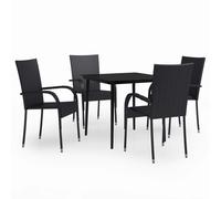 Vidaxl Ensemble De Salle À Manger De Jardin 5 Pcs Noir Noir