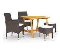 vidaXL Ensemble de Salle à Manger de Jardin 5 pcs Table et Chaises de Repas de Patio Mobilier à Dîner d'Extérieur Salon de 3068694 Marron G