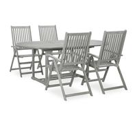 Vidaxl Ensemble De Salle À Manger De Jardin 5 Pièces (150-200) X 100 Cm En Bois D'acacia Massif Gris