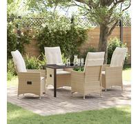Vidaxl Ensemble De Salle À Manger De Jardin 5 Pièces Avec Coussins Beige Rattan Poly