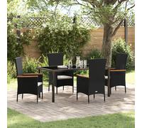 Vidaxl Ensemble De Salle À Manger De Jardin 5 Pièces Avec Coussins En Poly Rattan Noir