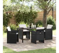 Vidaxl Ensemble De Salle À Manger De Jardin 5 Pièces Avec Coussins En Poly Rattan Noir