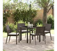 Vidaxl Ensemble De Salle À Manger De Jardin 5 Pièces Avec Coussins En Poly Rotin Marron