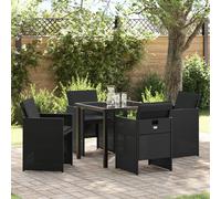 Vidaxl Ensemble De Salle À Manger De Jardin 5 Pièces Avec Coussins En Poly Rotin Noir