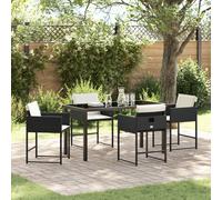 Vidaxl Ensemble De Salle À Manger De Jardin 5 Pièces Avec Coussins En Rattan Poly Noir