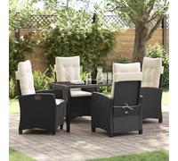 Vidaxl Ensemble De Salle À Manger De Jardin 5 Pièces Avec Coussins En Rattan Poly Noir