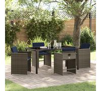 vidaXL Ensemble de Salle à Manger pour Jardin 5 pcs Gris Poly rotin, Collection de Meubles d'Extérieur Moderne, Salon de Jardin Pliable, Set Résistant aux UV, Sièges Confortables et Imperméables