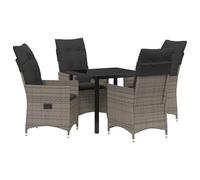 vidaXL Ensemble de Salle à Manger de Jardin 5 pièces avec Coussins Gris en Poly Rattan