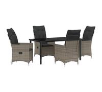 vidaXL Ensemble de Salle à Manger de Jardin 5 Pièces avec Coussins Gris Poly Rattan