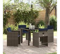 Vidaxl Ensemble De Salle À Manger De Jardin 5 Pièces Avec Coussins Gris Poly Rattan