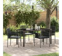 Vidaxl Ensemble De Salle À Manger De Jardin 5 Pièces Avec Coussins Noir Rattan Poly