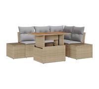Vidaxl Ensemble De Salle À Manger De Jardin 5 Pièces Avec Coussins - Poly Rattan Beige Acacia