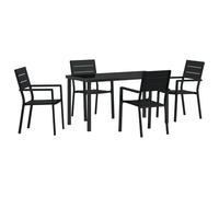 vidaXL Ensemble de Salle à Manger de Jardin 5 Pièces Noir HDPE