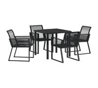 vidaXL Ensemble de Salle à Manger de Jardin 5 Pièces Noir Rattan Poly
