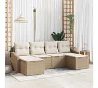 Vidaxl Ensemble De Salle À Manger De Jardin 6 Pièces Avec Coussins En Rattan Poly Beige