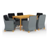 Vidaxl Ensemble De Salle À Manger De Jardin 7 Pcs Gris Clair