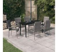 vidaXL Ensemble de salle à manger de jardin 7 pcs Gris et noir, 45.8 kg Gris G