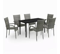 Vidaxl Ensemble De Salle À Manger De Jardin 7 Pcs Gris Et Noir Gris