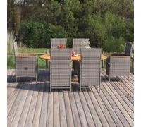 Ensemble de Salle à Manger de Jardin 7 pcs Résine Tressée Gris Terrasse vidaXL