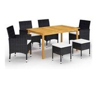 vidaXL Ensemble de jardin 7 pièces noir