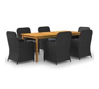Vidaxl Ensemble De Salle À Manger De Jardin 7 Pcs Noir