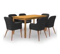 Vidaxl Ensemble De Salle À Manger De Jardin 7 Pcs Noir