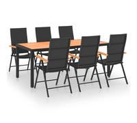 Vidaxl Ensemble De Salle À Manger De Jardin 7 Pcs Noir Et Marron
