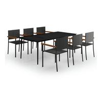 Vidaxl Ensemble De Salle À Manger De Jardin 7 Pcs Noir Noir