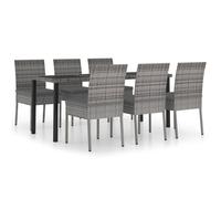 Vidaxl Ensemble De Salle À Manger De Jardin 7 Pcs Résine Tressée Gris