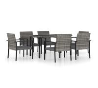 Vidaxl Ensemble De Salle À Manger De Jardin 7 Pcs Résine Tressée Gris