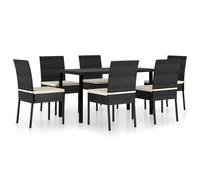 Vidaxl Ensemble De Salle À Manger De Jardin 7 Pcs Résine Tressée Noir Noir