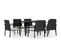 Vidaxl Ensemble De Salle À Manger De Jardin 7 Pcs Résine Tressée Noir Noir