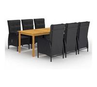 Ensemble de Salle à Manger de Jardin 7 pcs Table et Chaises de Repas de Patio Mobilier à Dîner d'Extérieur Mobilier de Terrasse Noir