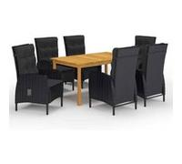 Vidaxl Ensemble De Salle À Manger De Jardin 7 Pcs Noir