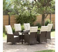Vidaxl Ensemble De Salle À Manger De Jardin 7 Pièces Avec Coussins En Poly Rotin Brun