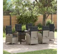 Vidaxl Ensemble De Salle À Manger De Jardin 7 Pièces Avec Coussins Gris En Poly Rotin