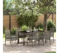 Vidaxl Ensemble De Salle À Manger De Jardin 7 Pièces Avec Coussins Gris Poly Rattan
