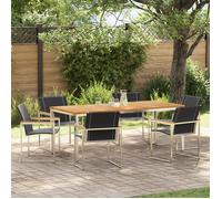 Vidaxl Ensemble De Salle À Manger De Jardin 7 Pièces En Bois D'acacia Massif, Table De Salle À Manger D'extérieur 200x90x74.5 Cm En Bois D'acacia Massif