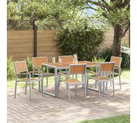 vidaXL Ensemble de Salle à Manger pour Jardin 7 pcs Gris, Ensemble de Jardin Moderne, Table rectangulaire en Acacia, mobilier Solide pour Repas en Plein air