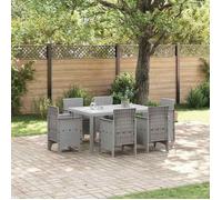 vidaXL Ensemble de Salle à Manger de Jardin 7 pièces - Gris Clair, en Poly Rattan avec Table et 8 Chaises pour l'extérieur, 3378570