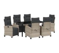 vidaXL Ensemble de Salle à Manger de Jardin 7 pièces Gris Clair Poly Rattan
