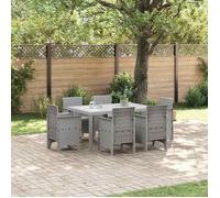 vidaXL Ensemble de salle à manger de jardin 7 pièces gris en poly rotin de avec 6 chaises. Idéal pour votre terrasse, patio 3378569