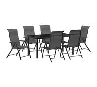 vidaXL Ensemble de Salle à Manger de Jardin 7 pièces Gris Rattan Poly