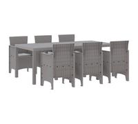 vidaXL Ensemble de Salle à Manger de Jardin 7 pièces pour 6 Personnes en Gris Clair | Table d'extérieur avec Coussins, mobilier Contemporain stylé pour Balcon ou terrasse, en Poly Rattan Moderne, par