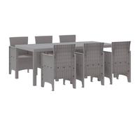 vidaXL Ensemble de Salle à Manger de Jardin 7 pièces pour 6 Personnes en Gris Clair | Table d'extérieur Moderne avec Coussins, Parfaite pour Les balcons ou terrasses, Faite en Poly rotin, idéale pour