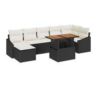 Vidaxl Ensemble De Salle À Manger De Jardin 8 Pièces Avec Coussins En Rotin Poly Noir